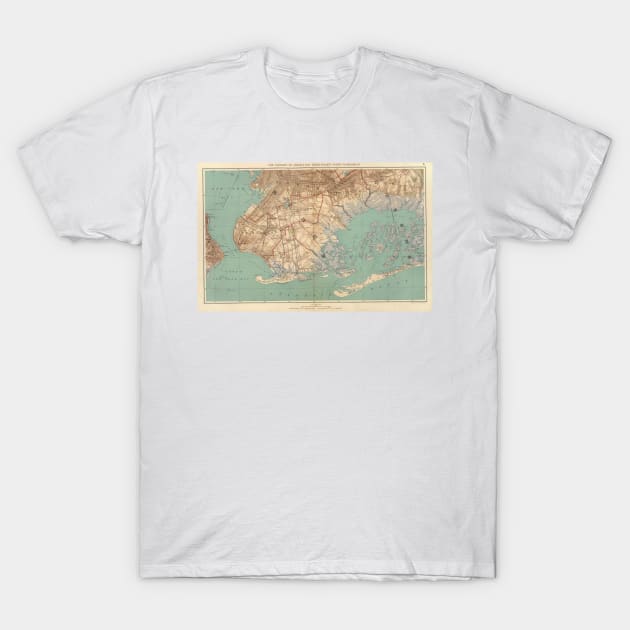 Vintage Map of Jamaica Bay and Brooklyn NY (1891) T-Shirt by Bravuramedia